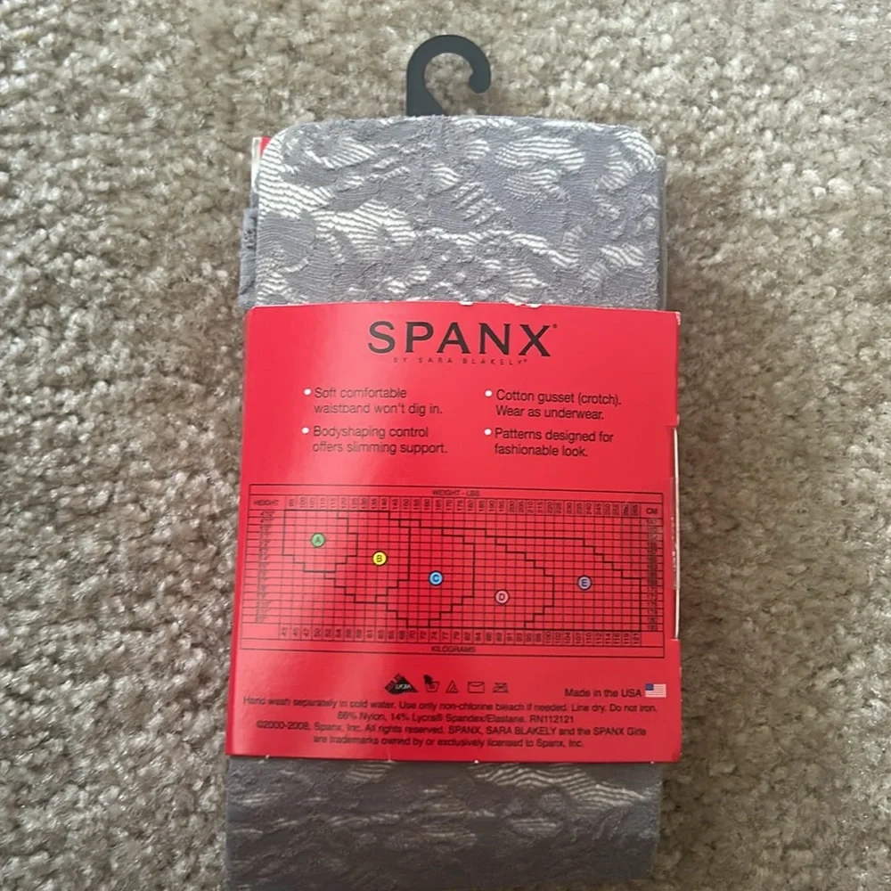 SPANX Patterned Tight-End Tights in Gray Sz C NWT